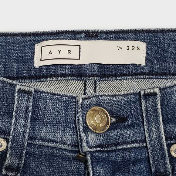 SOLD-AYR The Pop Jeans in Bomba Straight Leg Cropped Frayed Hem High Rise Sz 29S - Picture 5 of 12